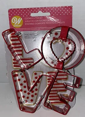 Wilton LOVE 4 Piece Metal Cookie Cutter Set Valentine’s Day Wedding Engagement • £4.38