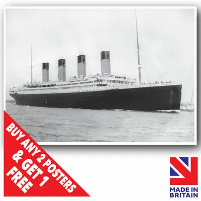 £3.49 • Buy VINTAGE RMS TITANIC DEPARTING 1912 Print Poster Wall Art Picture A3 A4 A5