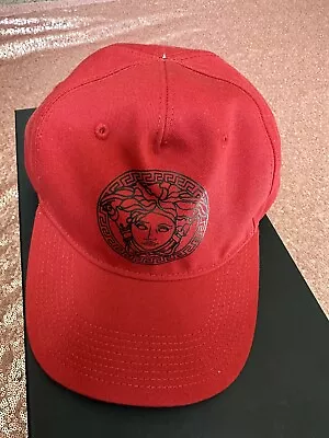 NEW AUTHENTIC VERSACE $350 Medusa Head Logo Adjustable Baseball Hat S 59 M.  Red • $240