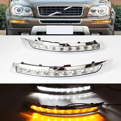 DRL FOR Volvo XC90 LED DAYTIME RUNNING LIGHT FOG LAMP WITH TURN SIGNAL 2007-2014 • $140.06