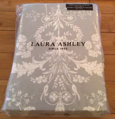 Laura Ashley Josette Steel SUPER KING Duvet Cover And Pillowcase Set RRP £95.00 • £62