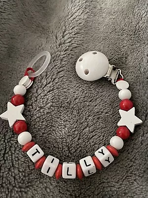 Personalised Dummy Clip Strap Shower Christening Gift Red Mam Adapter • £5.50