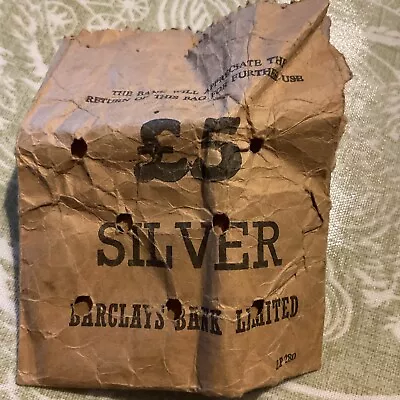 Vintage BARCLAYS BANK LTD - £5 Silver Paper Coin Money Bag • £4