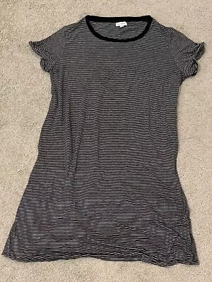 Love Fire Swing Dress Womens Size Large Black White Striped Short Sleeve Stretch • $14.93