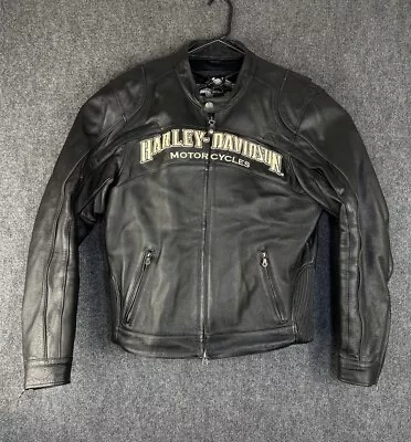 Harley-Davidson Mens Black Leather Motorcycle Jacket Cafe Racer Sz M Mint Cond! • $149.75