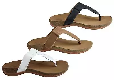 £25.40 • Buy Scholl Orthaheel Anchor Womens Comfort Sandals Thongs With Support - Leather