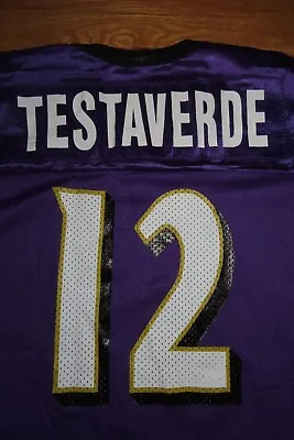 Vintage Champion VINNY TESTAVERDE No 12 BALTIMORE RAVENS Size 52 Football Jersey • $125