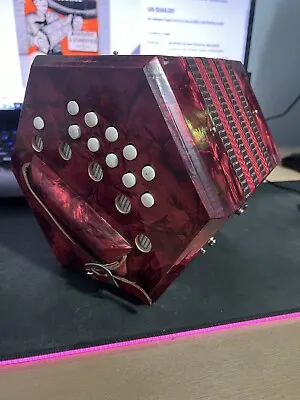 Vintage Concertina/ Accordian Made In Italy Red Pearl Cellulose Acetate • $149.99