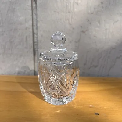 Vintage Pre-Owned Crystal Mustard Pot With Slotted Lid • $9