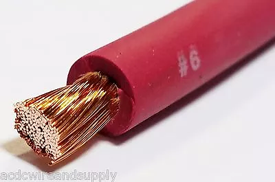 10 FT 6 Gauge EXCELENE AWG EPDM 105c WELDING CABLE RED MADE IN USA • $18.88