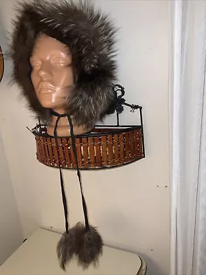 Vintage  Fluffy 70s Silver  Fox Fur Hat Warm With 2 Pompon Closer. • $89