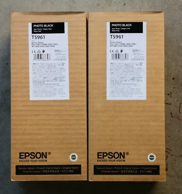 06-2022 NIB 2 Of Genuine EPSON T5961 Photo Black 350ml Ink 7890/7900 As T6361 • $98.89