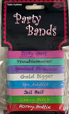 Bachelorette Party Supplies Girls Night Out Assorted Wrist Bands (8 Pieces) • $9.95