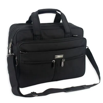 Men Black Expandable Laptop Briefcase Messenger Shoulder  College Work Bag 2811 • £29.95