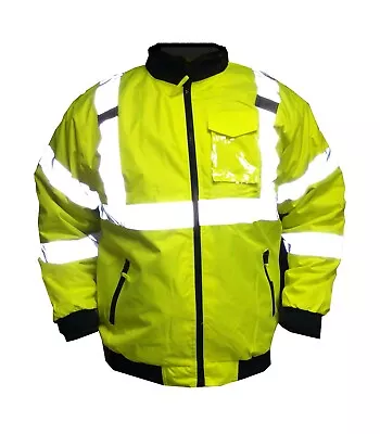 Hi Visibility Class III Safety Bomber Reflective Jacket Removable Lining • $27.95