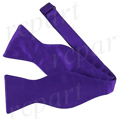 New In Box Men's Self Tie Free Style Bow Tie Solid Color 100% Silk Formal Purple • $16.95