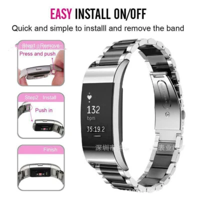 $16.99 • Buy Stainless Steel Charge3 Watch Band Metal Strap Bracelet Fits Fitbit Charge 5 4 3