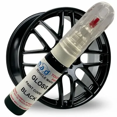 $18.68 • Buy Gloss Black Alloy Wheel Touch Up Pen Repair Kit Paint With Brush Curbing Scratch