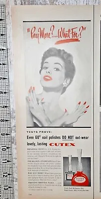 1954 Cutex Vintage Print Ad Nail Polish Pretty Brunette Bottle Red Fingernails • $5.35