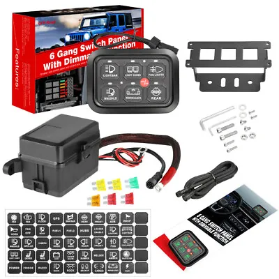 6 Gang ON/OFF Switch Panel Circuit Control Box LED Light Bar Marine Boat Car 12V • $99.95