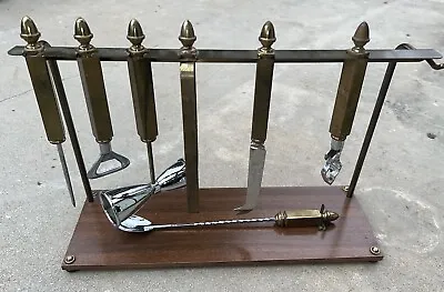 Vintage 7 Piece MCM Regency Bar Set Stand Cocktail Tools Barware Utensils • $159.99