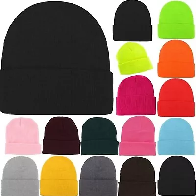 Winter Knitted Hat Men Women Warm Thick Beanie Fleece Ski Cap Outdoor Thermal AU • $12.49