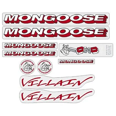 Mongoose - 1996 Villain For Black/red Frame Decal Set - Old School Bmx • $88