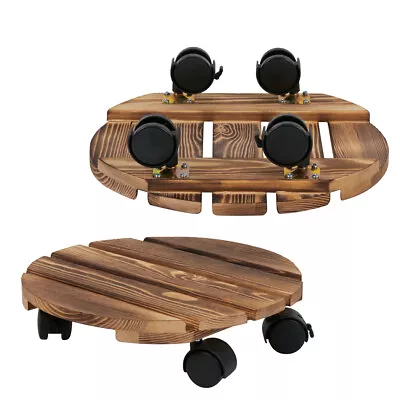 £17.92 • Buy 2Pcs Heavy Duty Plant Pot Caddy Wooden Mover Trolley Wheels Garden Planter Stand