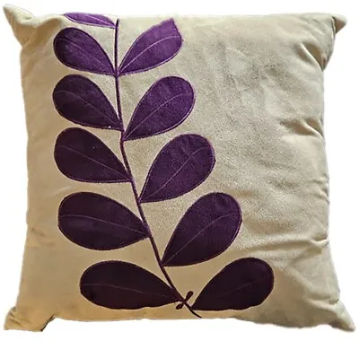 Wam Twig Stone / Purple Faux Suede Filled Cushion: 43 X 43cm • $38.49