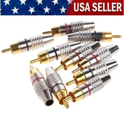 Rca Plug Male Audio Connector Adapter Cable 10pcs Jack Video 10 Gold Pcs Solder • $7.69