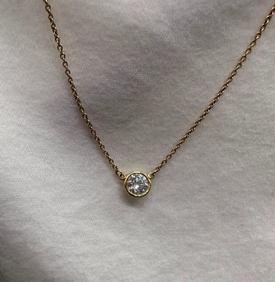 $3800 • Buy Tiffany & Co. Elsa Peretti Diamonds By The Yard Necklace 18k Yellow Gold...