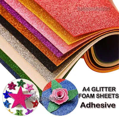 10 PCS A4 Glitter Premium Quality 12 Colours Arts Crafts Foam Sheets • £2.34