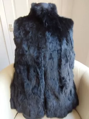 CORTY BENNETT Designer Black Real Lapin Fur Women's Vest Size M • £55