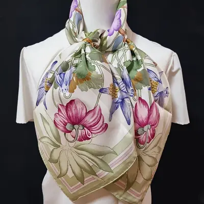 RARE VINTAGE HERMES Silk Scarf  Fleurs D'Hellande  Carre 90 By Niki Goulandris • $238