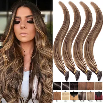 1G 100S I Tip Stick Pre-bonded Remy Human Hair Extensions Micro Beads Highlight • $43.21