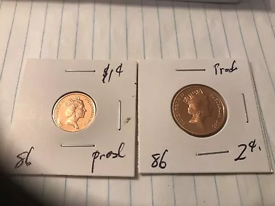 1986 Proof 1 And 2 Cent  Coins As Pictured Gem • $12