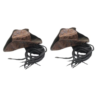 £13.64 • Buy Pirate Hat Artificial Leather Accs With Braids Decorations Fancy  Jack Sparrow