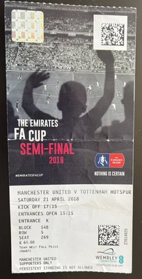 £1.75 • Buy Manchester United V Tottenham Hotspur 2017/2018 FA Cup Semi Final  Match Ticket