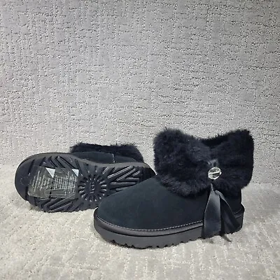 Ugg Bailey Bling Womens Size US 5 Black Suede Ankle Fur Trim Snow Boots 1106909 • $89.99