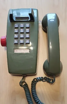 Avocado Green Phone Wall Mount Push Button Western Electric Vintage • $49.99