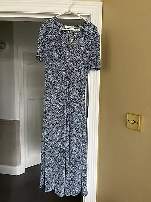 Lovely Mango Midi/Long  Dress Blue/White Floral Stretchy Size M New With Tags • £15