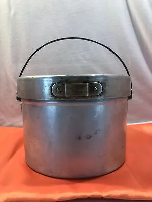 Vintage Metal Coal Miners Lunch Bucket Food Pail Set 14 Pieces Round Aluminum  • $75