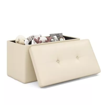 Padded Foldable Rectangular Entryway & Footstool Storage Organizer Ottoman W/lid • $48.98