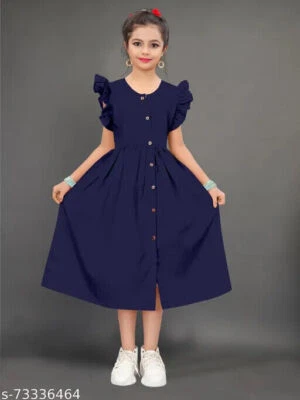 $25.78 • Buy Indian Stylish Girls & Dresses Cotton Short Sleeves Solid For Festivals - FS