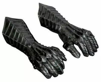 Medieval Larp Armor Gauntlet Accents Knight Crusader Armor Steel Black Gloves • $69.99