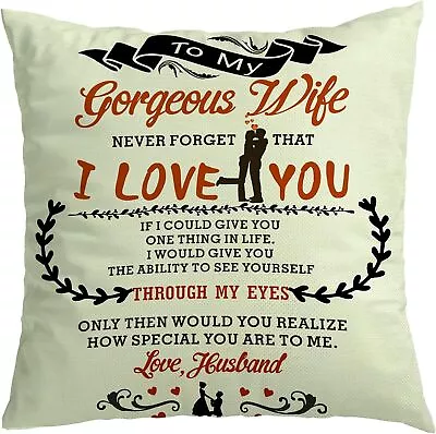 Wife Gift Cushion Pillow Cover I Love You Gift For Her Women Valentine's Day • £3.99