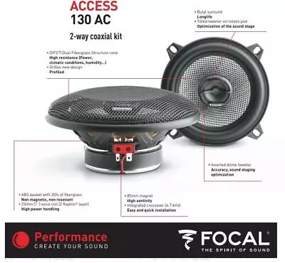 Focal 130AC 2-Way Coax Speaker Set 13cm (5.25”) 100-Watt ACCESS Series • $147.97