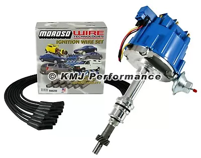 SBF Small Block Ford 351W Windsor HEI Distributor Blue Cap & Moroso Wire Kit • $109.99