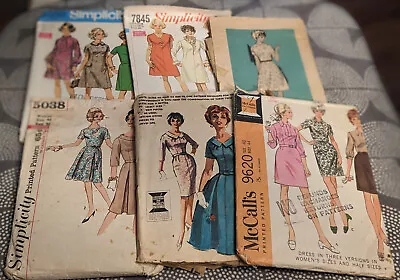 Lot Of 6 Vintage Sewing Patterns Size 20.5 Plus Size 40 42B 43B 44B Dresses • $19.99