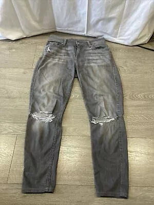 7 For All Mankind Jeans Womens Ankle Low Rise Dark Distressed Gwenevere Size 27 • $24.99